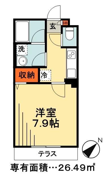 RSロックタワー(1K/1階)の間取り写真