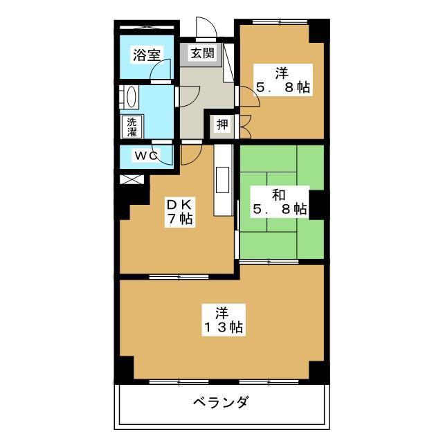 中央タワーズ RIHO大垣(3LDK/5階)の間取り写真
