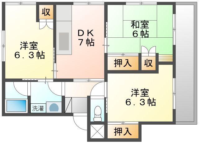 ルネ津島(3DK/4階)の間取り写真