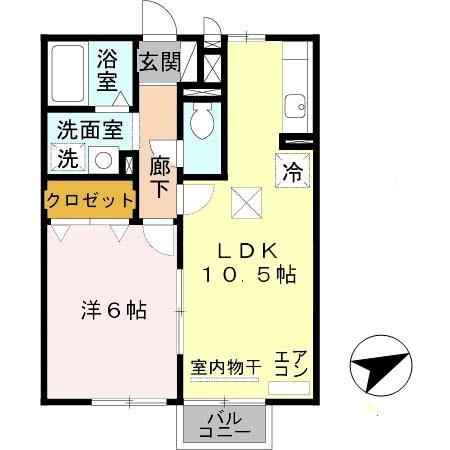 ベルコート木の座(1LDK/1階)の間取り写真