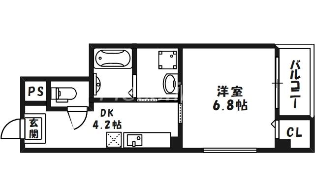 コートジリアン梅田(1DK/8階)の間取り写真