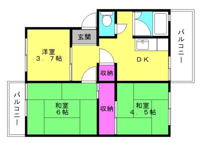 播磨本荘(3DK/3階)の間取り写真