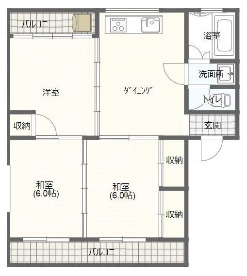 柳原コーポ(3DK/3階)の間取り写真