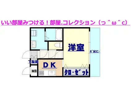 パークコート三萩野(1K/3階)の間取り写真