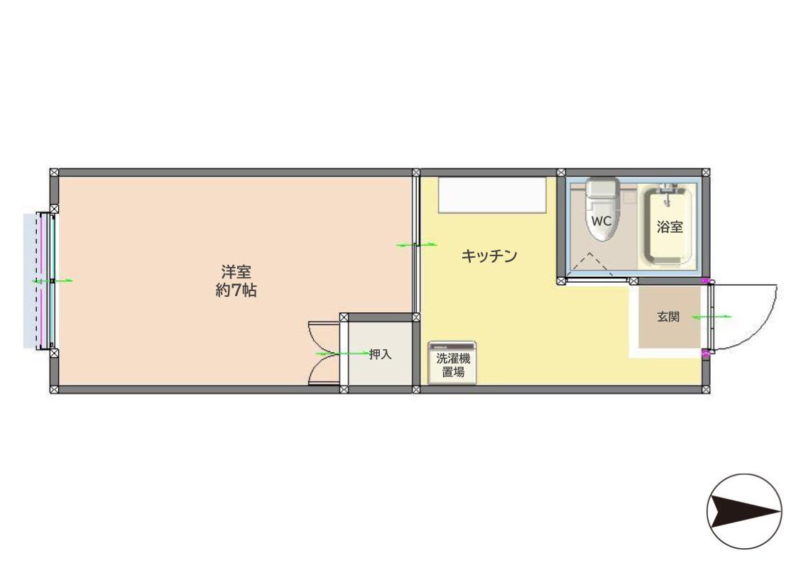 エッセンシャル永井川(1K/1階)の間取り写真