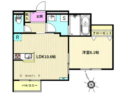 シャン・ド・サントル(1LDK/1階)の間取り写真