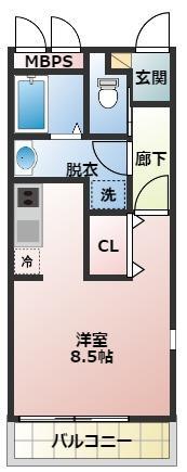 イリゼトキワ(1DK/2階)の間取り写真