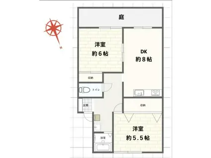 坂出市のオススメの物件(2DK/2階)の間取り写真
