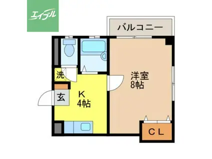 井手口第二コーポ(1K/2階)の間取り写真