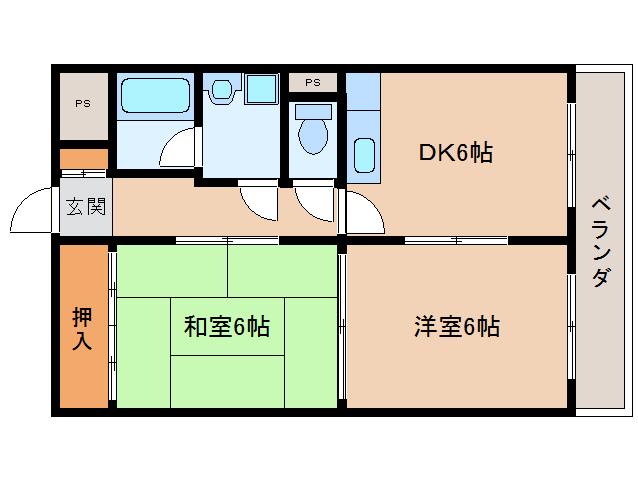 ハイツ中村(2DK/3階)の間取り写真