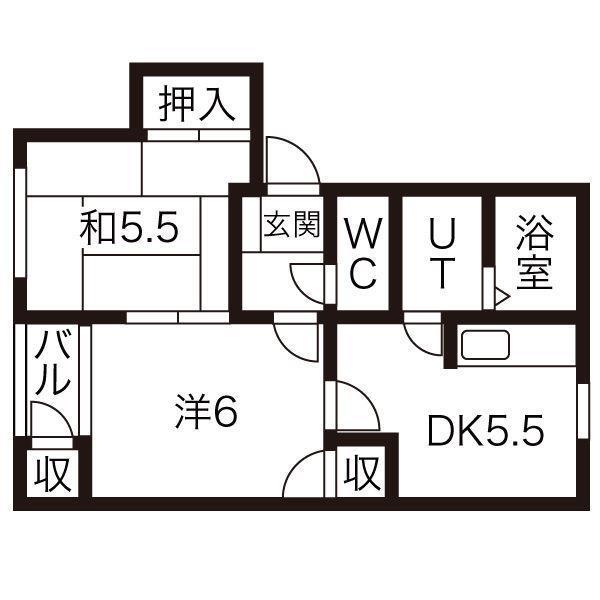 エクセレント(2DK/2階)の間取り写真