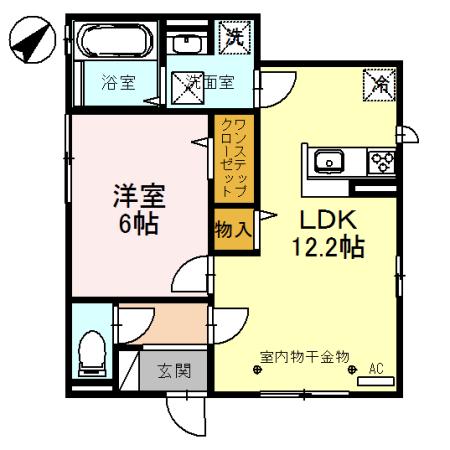 グレースC棟(1LDK/2階)の間取り写真
