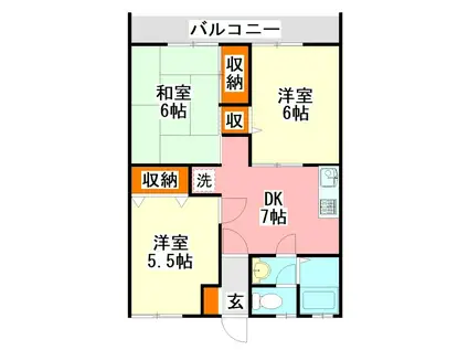 パインツリーT&Y(3DK/1階)の間取り写真