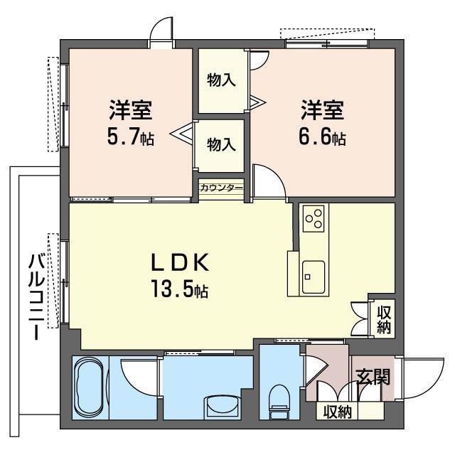VITRAIL FUKASAWA(2LDK/2階)の間取り写真
