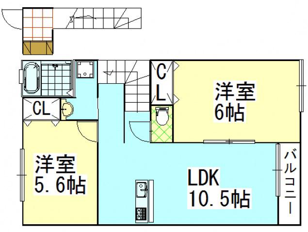 ファインII(2LDK/2階)の間取り写真