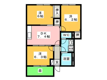 アヴニール B(3DK/1階)の間取り写真