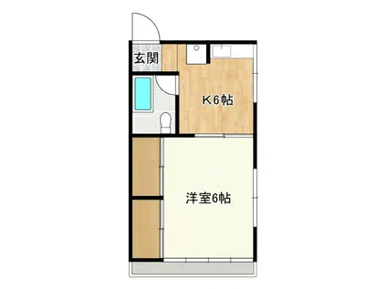 パールハイツ(1DK/1階)の間取り写真