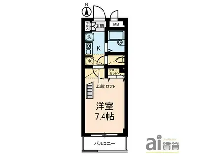グランステージ坂戸(1K/2階)の間取り写真
