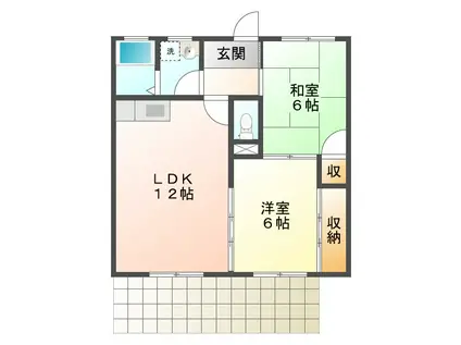 レイクサイドヴィラC(2LDK/1階)の間取り写真