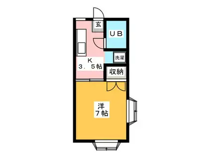パールハイツI(1K/1階)の間取り写真