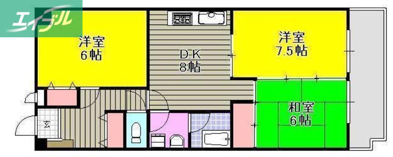 グレースマンションエルフ(3DK/5階)の間取り写真