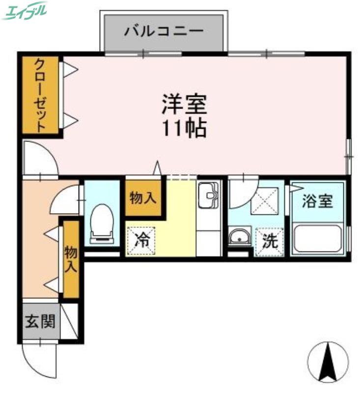 フェイバリットフラット C棟(ワンルーム/1階)の間取り写真