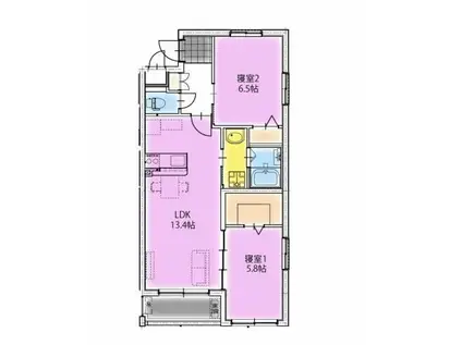 潮見町マンション(2LDK/4階)の間取り写真