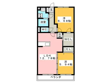 グランストーク椿(2LDK/2階)の間取り写真