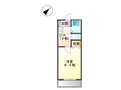 サンミッシェル(1K/1階)の間取り写真