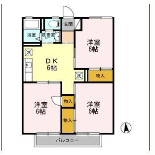 ハイツ御城 A(3DK/2階)の間取り写真