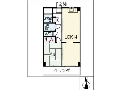 サンテルピア(1LDK/2階)の間取り写真