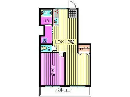 あぶらやコーポ(1LDK/3階)の間取り写真