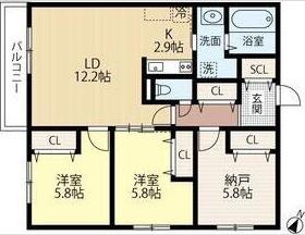 WELLBRIGHT朝日RESIDENCE(3LDK/3階)の間取り写真