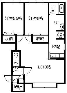 サンシャイン A・B・C・D 棟(2LDK/2階)の間取り写真