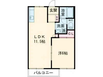 セントリバーハイツ千代崎A棟(1LDK/1階)の間取り写真