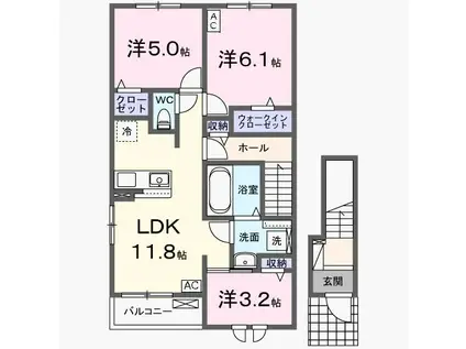 JR東海道本線 西岐阜駅 徒歩29分 2階建 新築(3LDK/2階)の間取り写真
