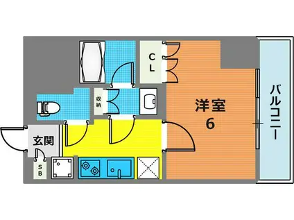 トア山手フラッツ(1K/7階)の間取り写真