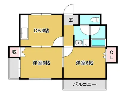 要VIIマンション(2DK/1階)の間取り写真