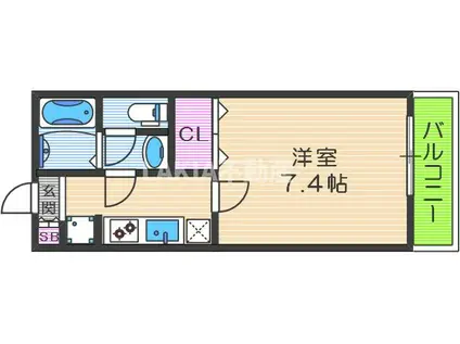 リブリ西今川(1K/2階)の間取り写真