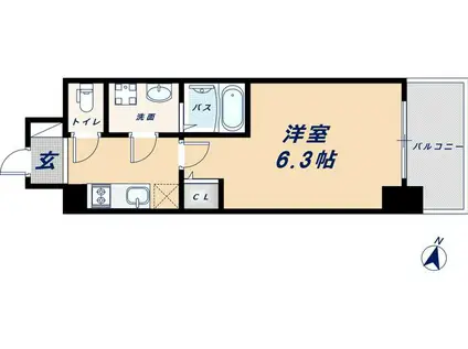 エスリード難波セントラル(1K/6階)の間取り写真