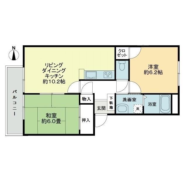 フォブール屋島21(2LDK/1階)の間取り写真