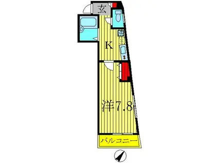 カネヴィアーノ(1K/2階)の間取り写真