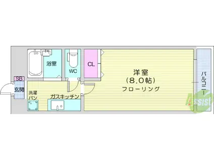 LA・パラドール(1K/2階)の間取り写真