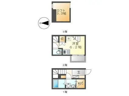 AXIS(1K/2階)の間取り写真