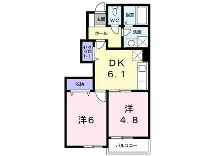 ライジング サンII(2DK/1階)の間取り写真