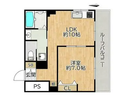 ウスダム・コーヅ池之端ハイツ(1LDK/7階)の間取り写真