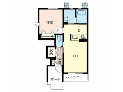 プランドール佐風(1LDK/1階)の間取り写真