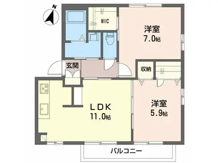 アーナリ弐番館(2LDK/2階)の間取り写真