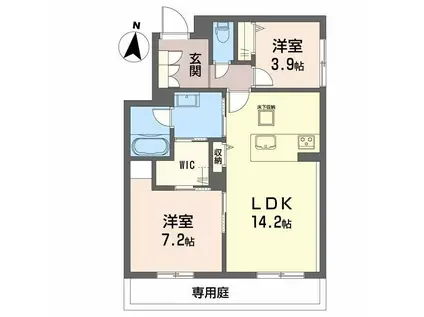 シャーメゾンカトレヤ(2LDK/1階)の間取り写真