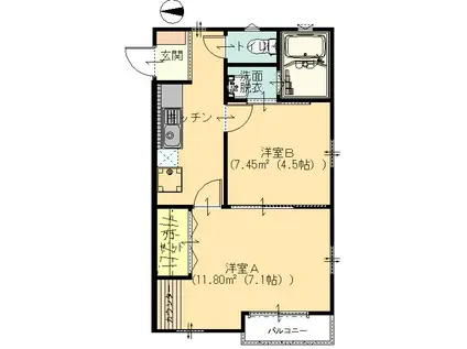 YSフラットⅡ(2K/2階)の間取り写真